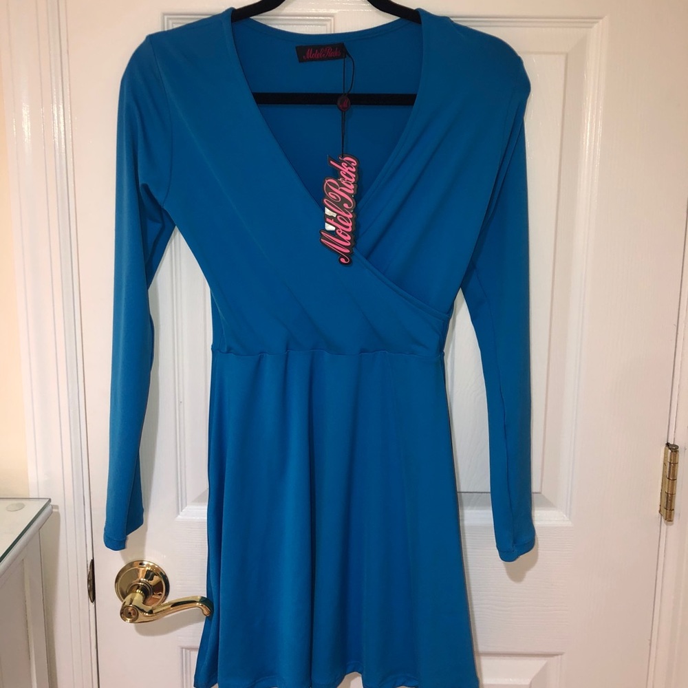 Motel Rocks blue wrap dress